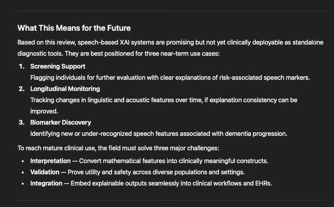 How explainability is being embedded into AI models that analyse speech for early detection of Alzheimer’s disease and related dementias.
