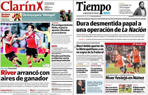 Gobierno desmiente reunión convocada por Francisco, suba de transporte en Córdoba, evacuados por temporal, River empezó ganando, «Metegol» premiada