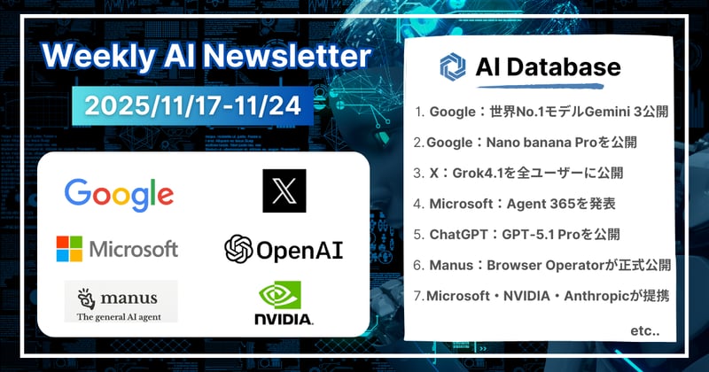 【2025年11月17日-11月24日】週間AIニュース
