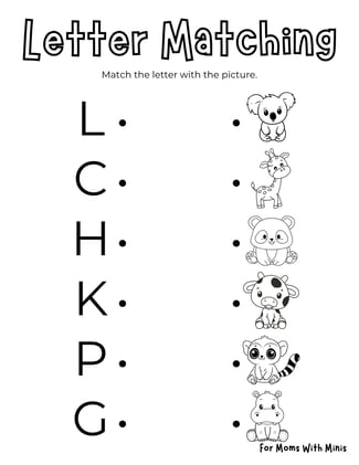 Match The Letter With The Picture of The Baby Animal