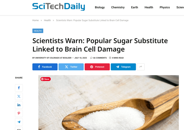 Does erythritol damage your brain cells?
