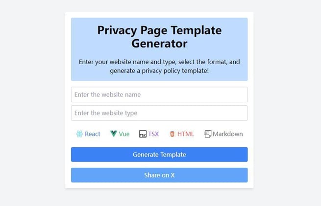 AI Privacy Page Template Generator