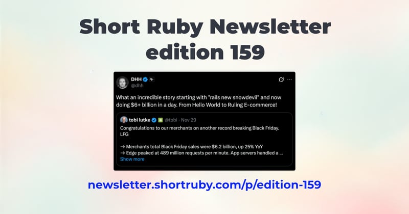 Short Ruby Newsletter - edition 159