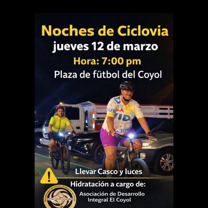 Noche de Ciclovía en El Coyol y otras noticias