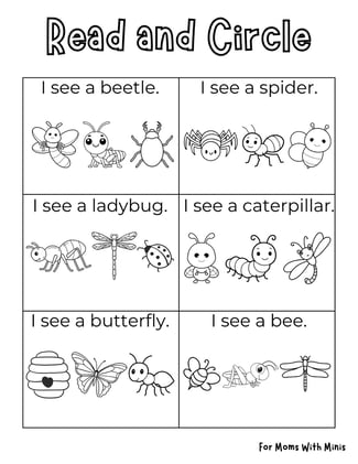 Insect Read and Circle Worksheet