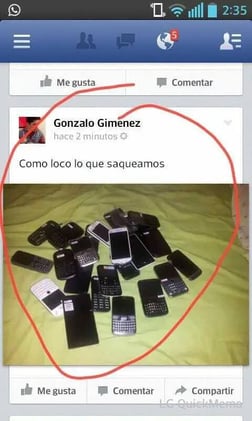Saqueos en Córdoba: publican en Facebook lo que robaron