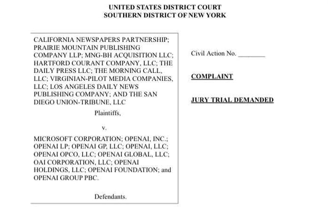 The complaint filed by the California Newspapers Partnership and a broad coalition of regional publishers against Microsoft and OpenAI marks one of the most aggressive and unambiguous challenges yet.