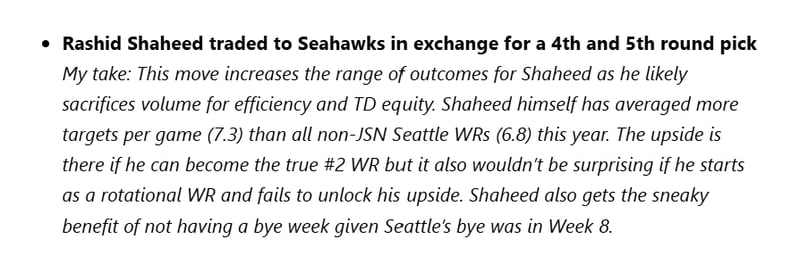 Fantasy Fallout from Trade Deadline