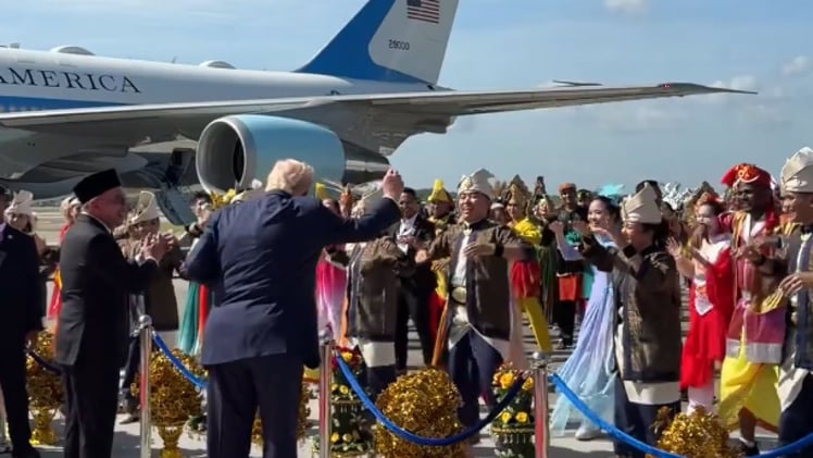 President Trump Joins in With Dancers After Landing in Malaysia