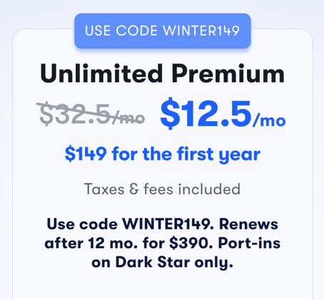The $12.42 Unlimited Premium Plan