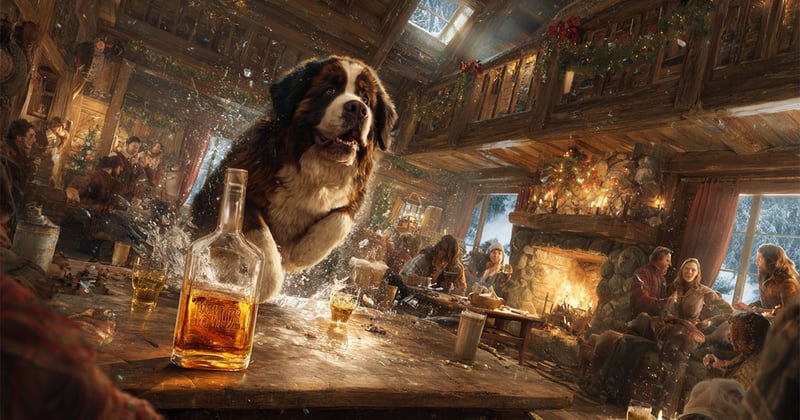 🥃 How a St. Bernard, a Bourbon, and a Blizzard Made My Wildest Christmas Memory