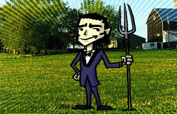 Cultiva sus tierras vestido con traje y corbata