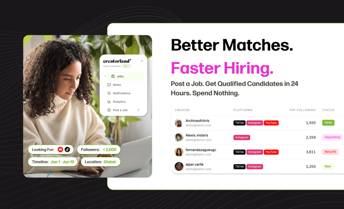 🚀 Introducing Creatorland Talent Solutions. A new and streamlined way to hire creators on Creatorland.