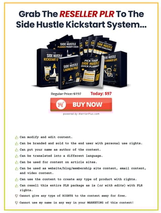 The Side Hustle Kickstart System PLR Review (2026) + Bonus 