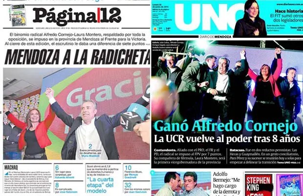 Ganó alianza opositora en Mendoza, habrá ballotage en Tierra del Fuego, Scioli ratificó su apoyo a CFK, Grecia protesta contra la UE, Argentina enfrentará a Colombia