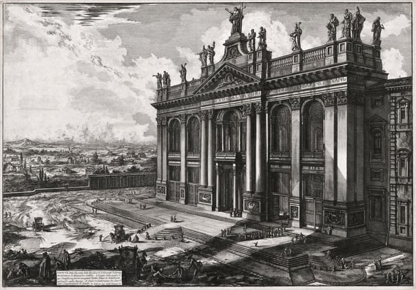 "Main façade of the San Giovanni in Laterano" - Giovanni Battista Piranesi