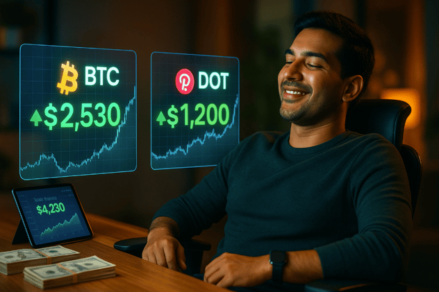 Today I took profits from BTC and DOT trades..