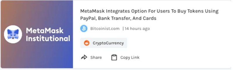 MetaMask integrates with PayPal