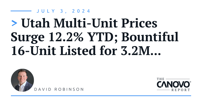 Utah Multi-Unit Prices Surge 12.2% YTD; Bountiful 16-unit Listed for 3.2M;