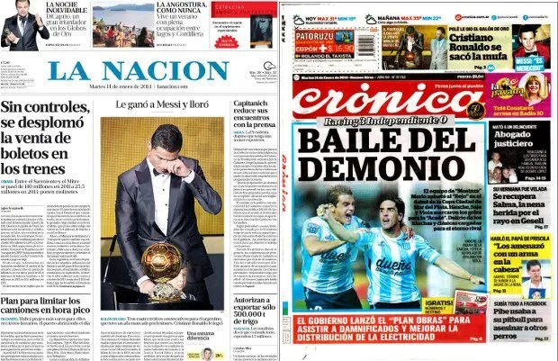 Ganó Racing, Ronaldo premiado, temporal en Brasil, salarios, oficina antilavado