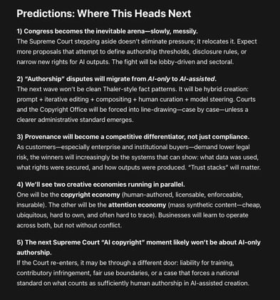 The U.S. Supreme Courtâs decision to deny certiorari in Thaler v. Perlmutter lands like a deceptively quiet thud: no sweeping opinion, no doctrinal fireworksâjust the sound of the status quo...