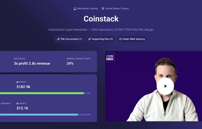Coinstack Newsletter Sale Process