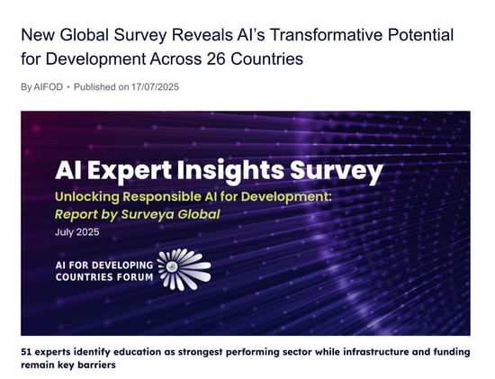 AI for development is not a future aspiration—it is a current, uneven reality. Developing countries are not just recipients of AI. They are innovators, contributors, and even leaders.