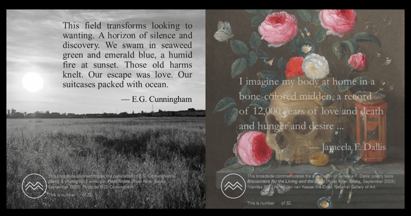 Our Limited Edition, Fall 2025 Broadside+Books Bundle is here! Featuring the poetry of E.G. Cunningham and Jameela F. Dallis