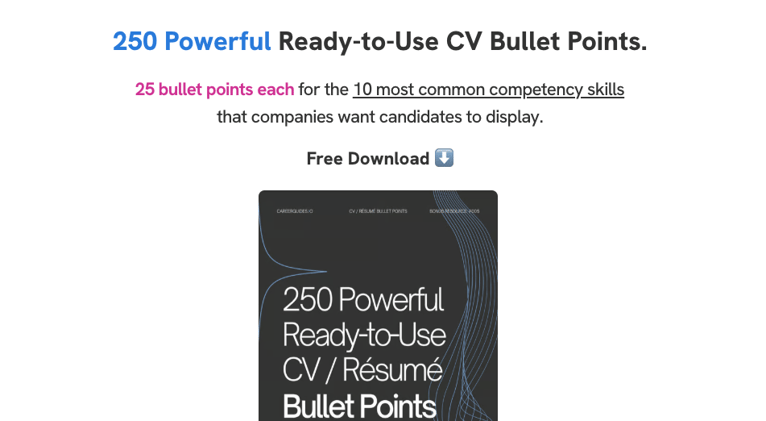 250 Powerful Ready-to-Use CV (Résumé) Bullet Points for Applications