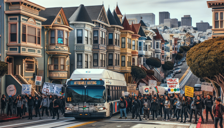 Dec 9 2013: Google bus blocked in San Francisco protest vs gentrification