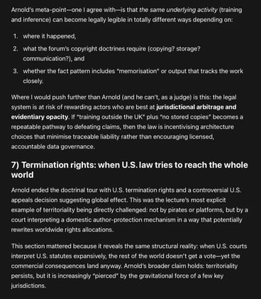 “AI and copyright” not as a standalone morality play, but as the latest stress-test on a deeper structural problem: Copyright’s territorial architecture in a world whose markets, platforms, and...