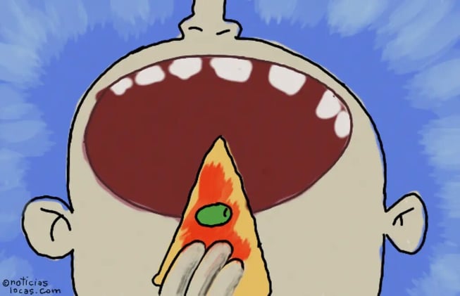 Comió una porción de pizza todos los días durante un año