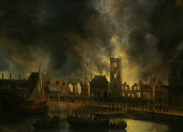 "The Town Hall of Amsterdam on Fire in 1652" - Jan Abrahamsz Beerstraaten