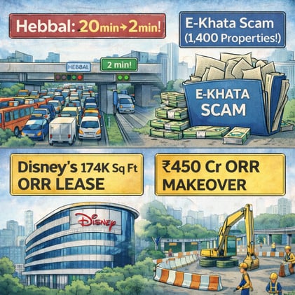 🚦 Hebbal: 20min→2min! + E-Khata Scam (1,400 Properties!) + Disney's 174K Sq Ft ORR Lease + ₹450 Cr ORR Makeover