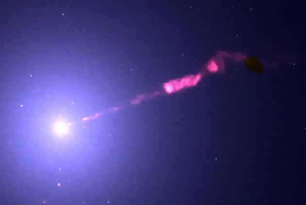 A black hole with just one bright jet
