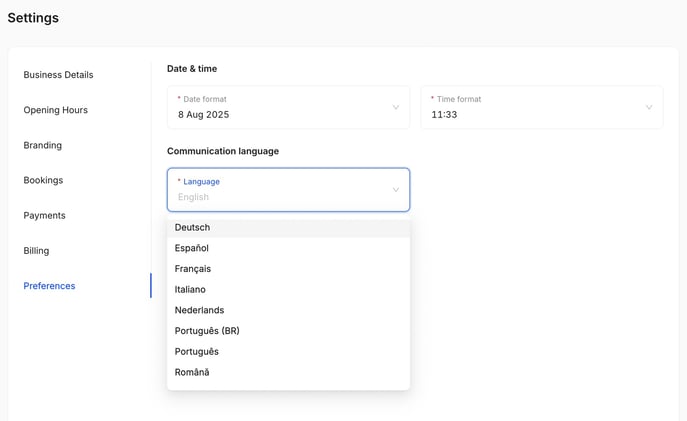 TimeTailor Salon Software Language Availability