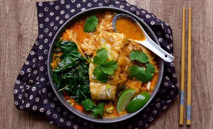 Thai Style Halibut with Coconut Curry Broth Recipe