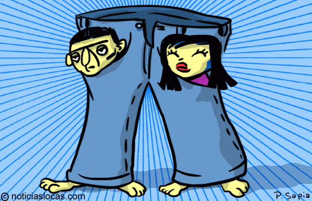 Una bolsa de dormir para dos personas con forma de pantalón gigante