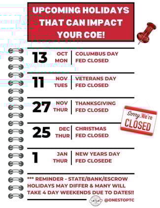 Potential Escrow Delays Ahead - 2025 Holidays