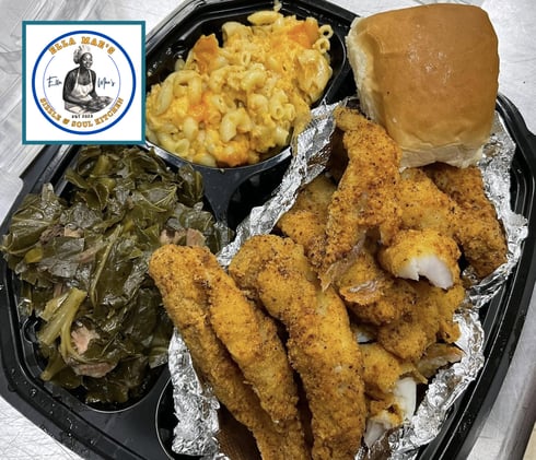 💎 Golden-Crusted Fish, Mac & Greens—Ella Mae’s, W. Social