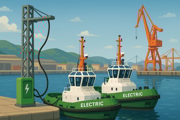 Shorize news: Bilbao shore power • Ferry battery retrofit • MCS chargers • Norwegian acquisitions • UAE electric tugs • Charge barge • Propulsion market