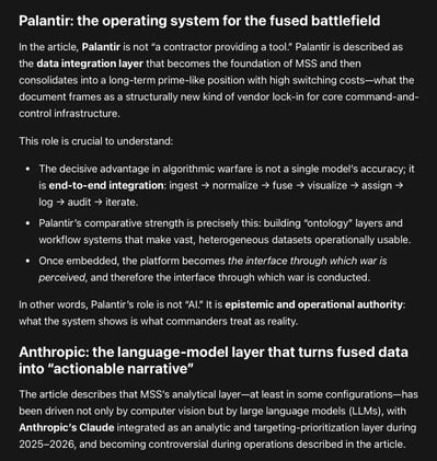 This is algorithmic warfare’s signature move: it doesn’t need a Terminator-style autonomous weapon to change the ethics of war. It only needs to compress the kill chain so far...