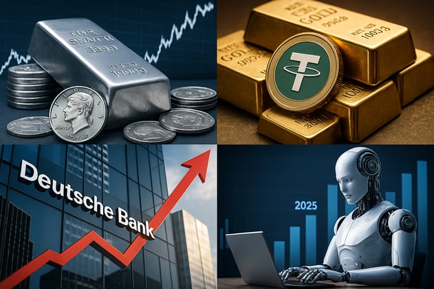 Silver Headed Back To Test Recent All-Time Highs (Likely Headed $70-$100 in 2026), Tether Quietly Boosting Gold Demand, Deutsche Bank Raises Gold Forecast to $4,450 in 2026, AI was 90% of GDP Growth In 1st Half of 2025