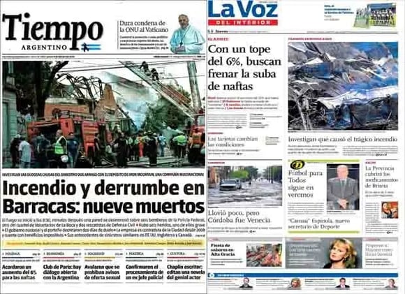 Aumento en naftas, canasta básica escolar, incendio en Barracas, Cristina se reunió con Caló, vuelve Fútbol para Todos