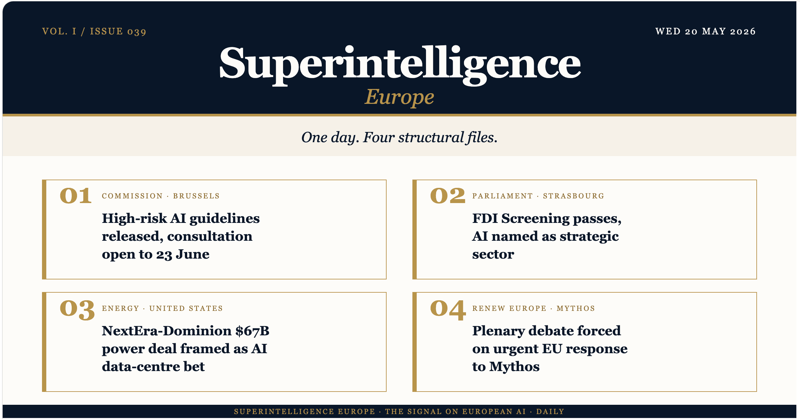 One day. Four structural files. European AI's regulatory backbone lands.