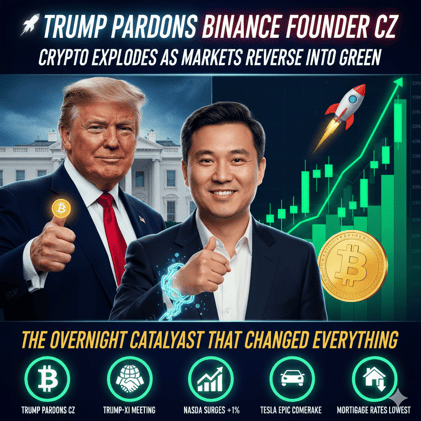 π TRUMP PARDONS BINANCE FOUNDER CZ: CRYPTO EXPLODES AS MARKETS REVERSE INTO GREEN