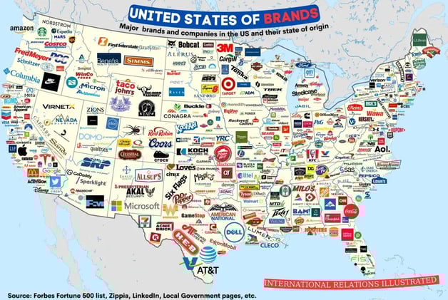 11 Monday Maps: Chances of Being Born On Each Continent, Biggest Companies & An Oddly Named Country