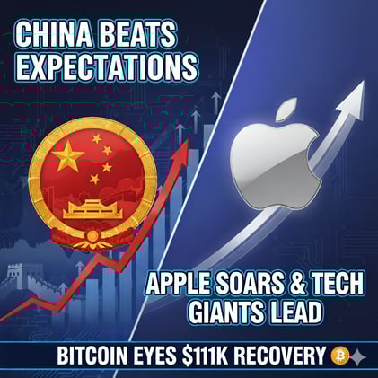 π CHINA BEATS EXPECTATIONS & APPLE SOARS: Tech Giants Lead Monday's Market Momentum While Bitcoin Eyes $111K Recovery