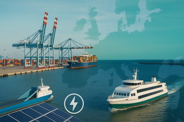 Dunkirk’s €19.2M Upgrade • Helsinki’s €22M Hansalink • Malta’s Shore Power • Hamburg’s AI Ferries • Auckland’s Solar Array • Port Newark’s E-Trucks • HGK’s Solar Cargo Ship • Hyundai’s AI PCTCs • E1 Speedboat Win • Battery Reckoning