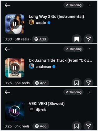 Trending audios to use in your reels